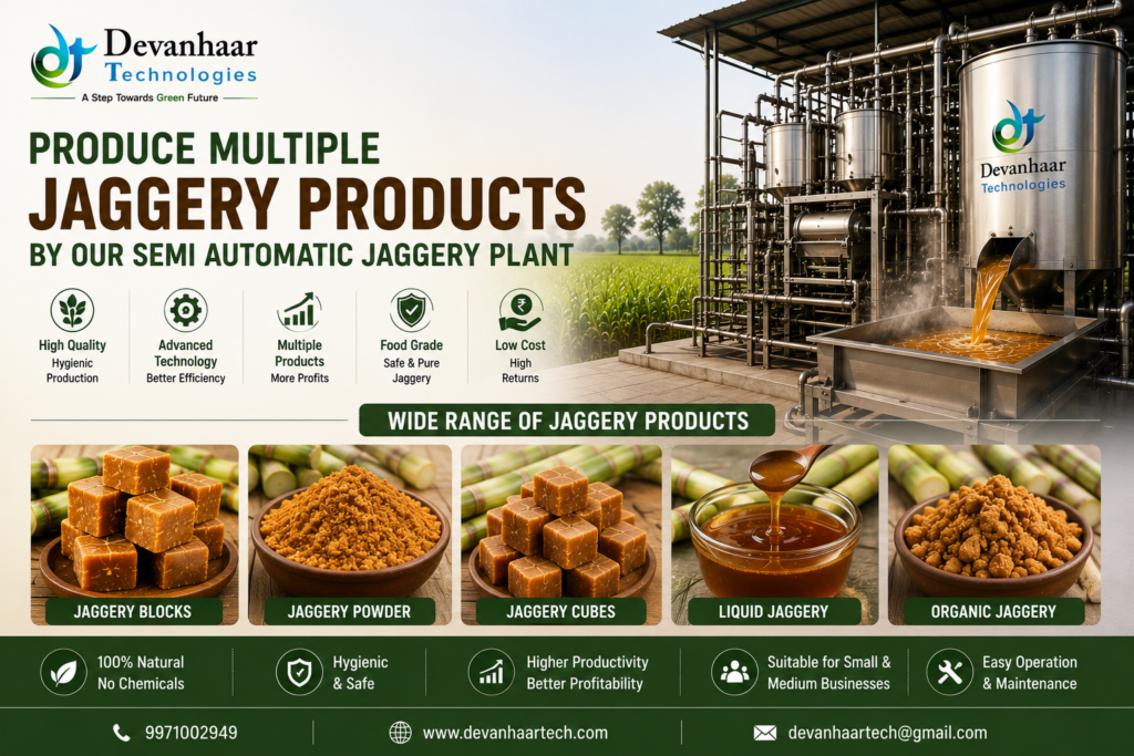 Produce Multiple Jaggery Products by our Semi Automatic Jaggery Plant